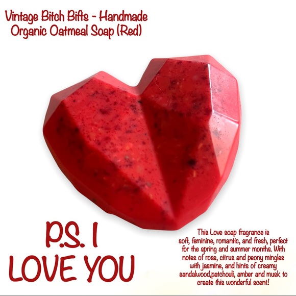 New VintageBitch Gifts - P.S. I Love You Organic Oatmeal Soap - Red PRICE FIRM - Picture 1 of 11